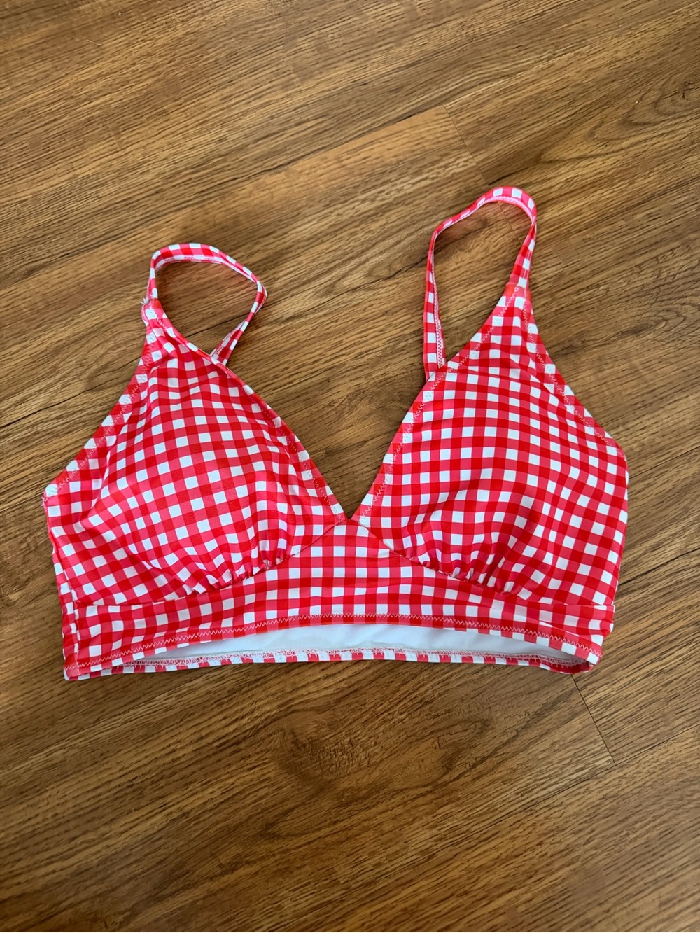 Red Gingham Kids Swim Top - Youth Bikini Tankini